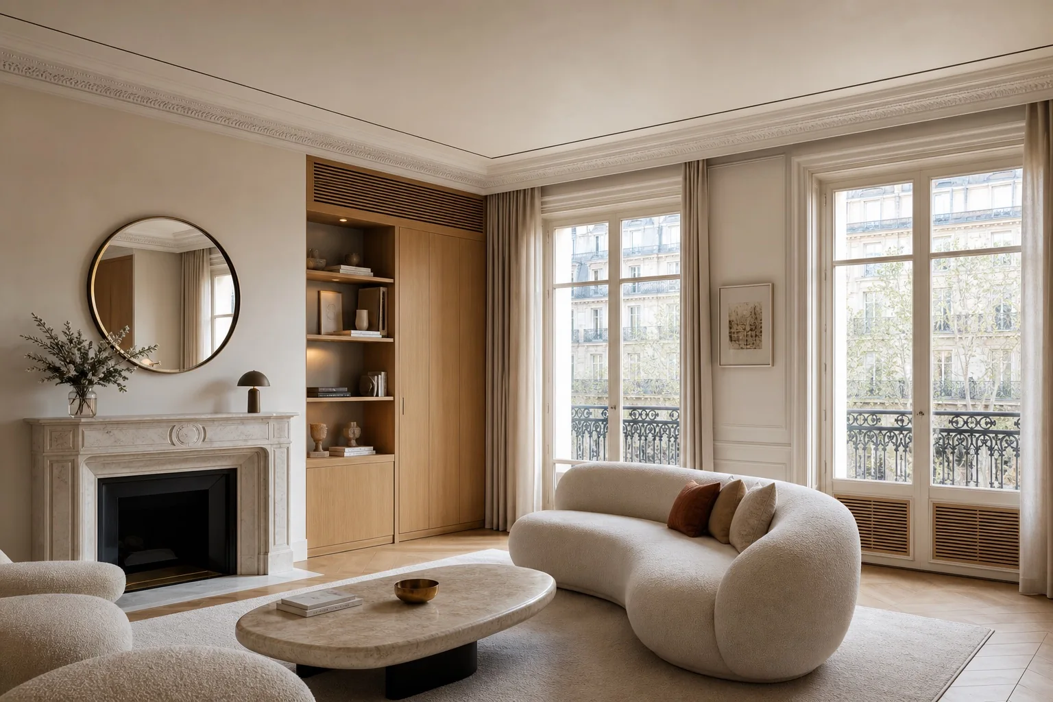 Climatisation et ventilation discrètement intégrées dans un intérieur parisien haut de gamme Climatisation et ventilation discrètement intégrées dans un intérieur parisien haut de gamme