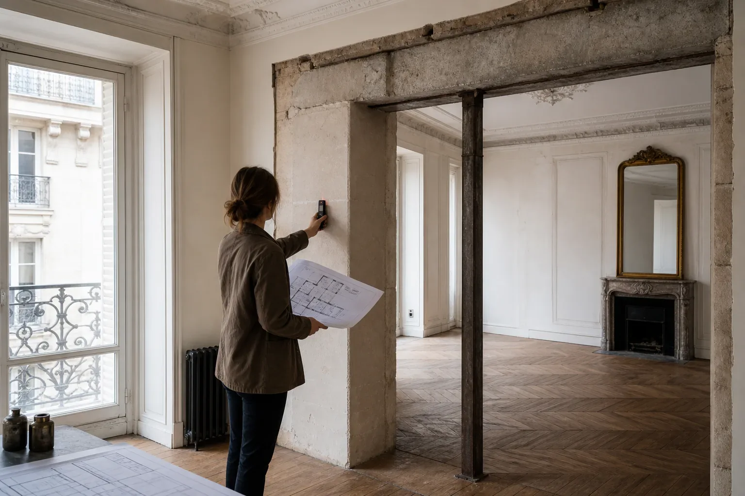 Analyse d’un mur porteur et de la structure d’un appartement avant rénovation